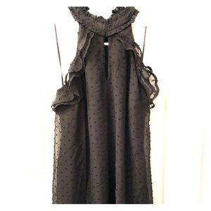 New Francesca Black Halter Swiss Dot Shift Dress